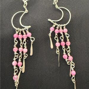 Celestial Boho Agate Moon Chandelier Earrings